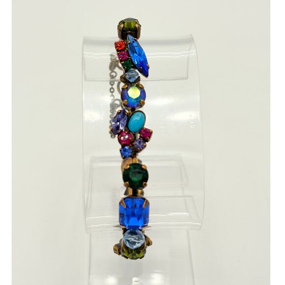 Vintage Sorrelli Multicolor Bracelet in Swarovski Crystal- Statement Piece - Picture 5 of 9